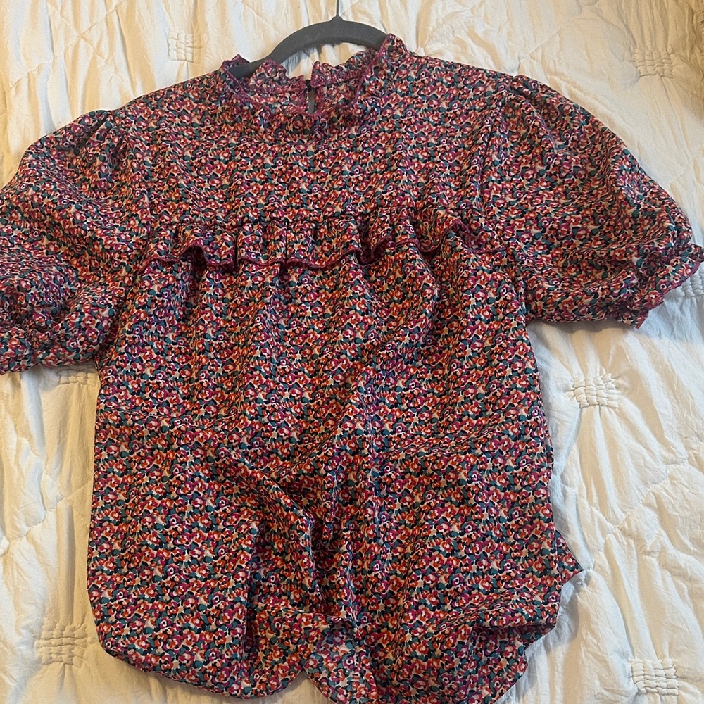 Floral Ruffle Blouse - Multicolor